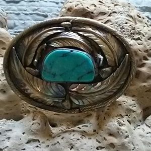 A Turquoise/Silver Vintage Belt Buckle